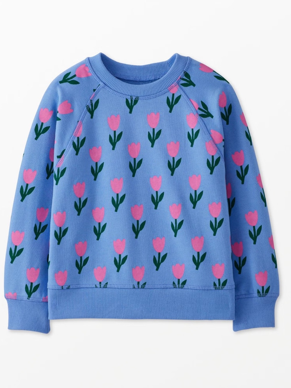 Hanna Andersson Girls Lavender French Terry Sweatshirt with Pink Tulip Print